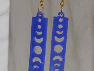 Pendientes artesanales Largos Fases Lunares Azul Vibrante