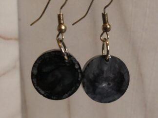 Pendientes artesanales Largos Círculos Abstractos Negro