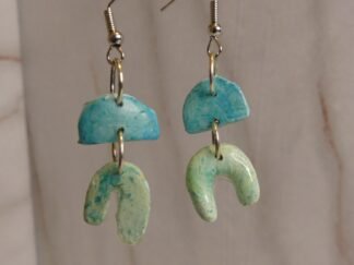 Pendientes artesanales Largos Formas Orgánicas Azul Turquesa