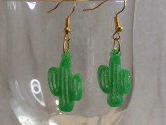 Pendientes artesanales Largos Cactus Verde
