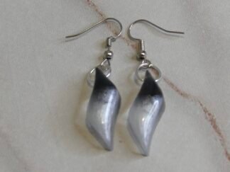 Pendientes artesanales Largos Formas Abstractas Negro Plateado