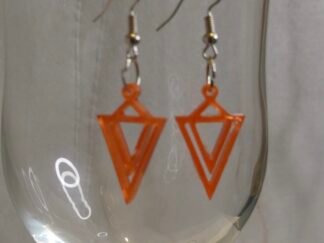 Pendientes artesanales Largos Triángulos Geométricos Naranja Vibrante