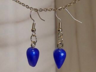 Pendientes artesanales Largos Gota Brillante Azul Eléctrico