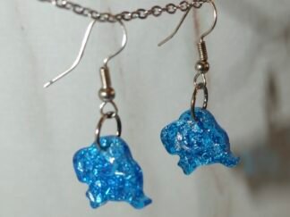 Pendientes artesanales Largos Elefantes Azul Brillante