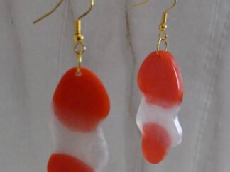 Pendientes artesanales Largos Formas Fluidas Naranja