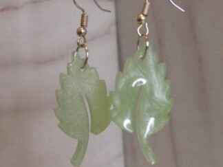 Pendientes artesanales Largos Hojas Verde Menta