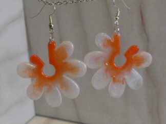Pendientes artesanales Largos Flores Retro Naranja