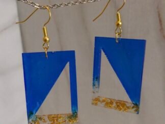 Pendientes artesanales Largos Formas Geométricas Azul