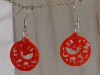 Pendientes artesanales Largos Sol Calado Naranja Intenso