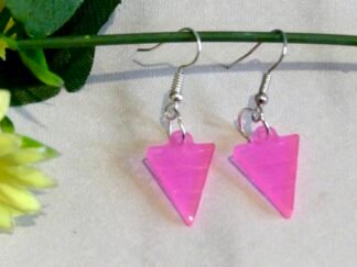 Pendientes artesanales Largos Triángulos Geométricos Rosa Fucsia