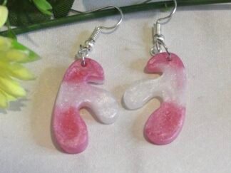 Pendientes artesanales Largos Formas Abstractas Rosa Nacarado