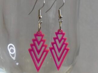 Pendientes artesanales Largos Triángulos Geométricos Rosa Fucsia