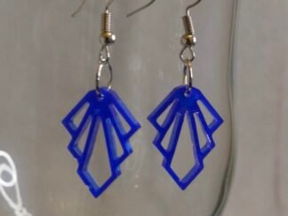 Pendientes artesanales Largos Abanico Geométrico Azul Eléctrico
