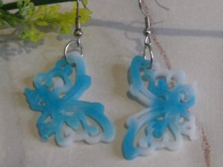 Pendientes artesanales Largos Mariposas Azul Celeste