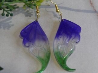 Pendientes artesanales Largos Alas Mariposa Morado Y Verde