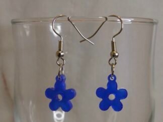 Pendientes artesanales Largos Flores Azul Intenso
