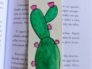 Marcapáginas artesanal Cactus Florecido Verde