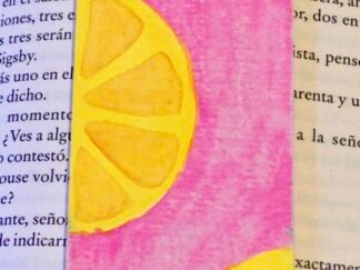 Marcapáginas artesanal Rodajas Limón Rosa Vibrante