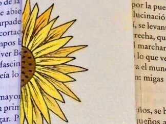 Marcapáginas artesanal Girasol, Frase Amarillo