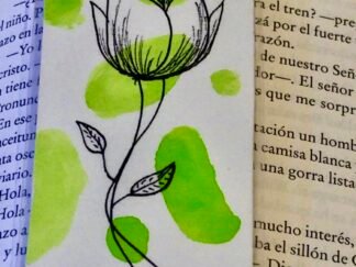 Marcapáginas artesanal Flor Minimalista Verde
