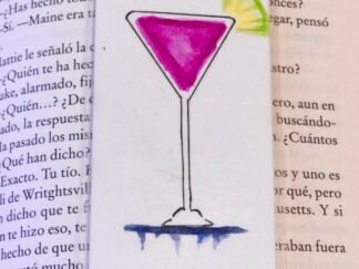Marcapáginas artesanal Cóctel Ilustrado Rosa Fucsia