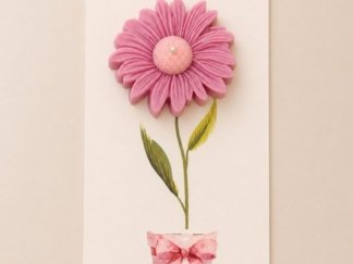 Vela floral artesanal rosa Feliz día
