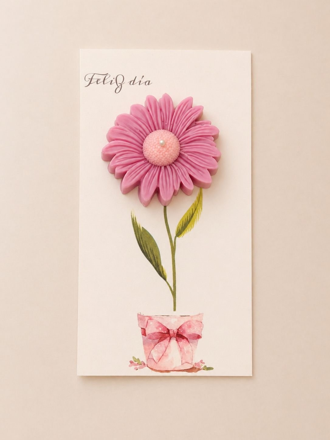 Vela floral artesanal rosa Feliz día