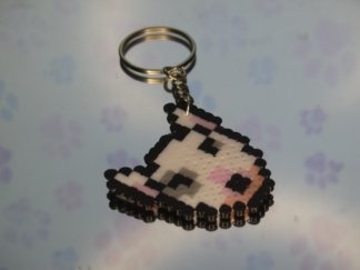 Llaveros gato blanco artesanal hama beads resina