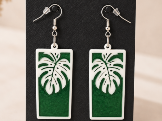 Pendiente Largo Hoja Monstera Verde