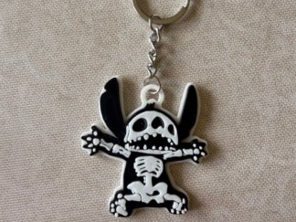 Llavero Stitch Esqueleto Blanco y Negro