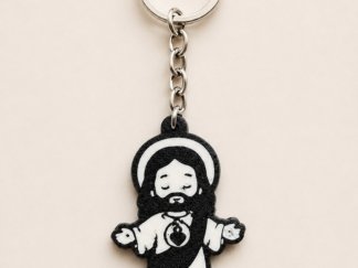 Llavero Jesús Sagrado Corazón Blanco