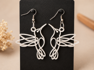 Pendientes Largos Colibrí Blanco