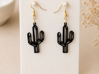 Pendientes Largos Cactus Negro