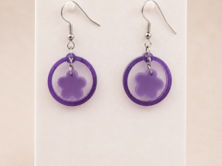 Pendientes Largos Flor Geométrica Lila