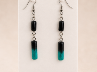 Pendientes Largos Barras Degradado Negro Turquesa