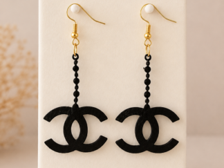 Pendientes Largos Doble Círculo Negro