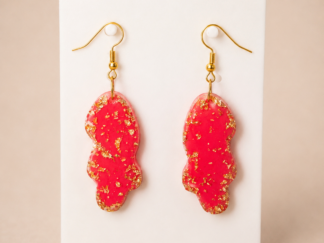 Pendientes Largos Forma Orgánica Rosa Coral Dorado