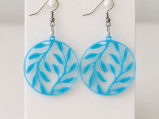 Pendientes Largos Círculo Hojas Azul Turquesa