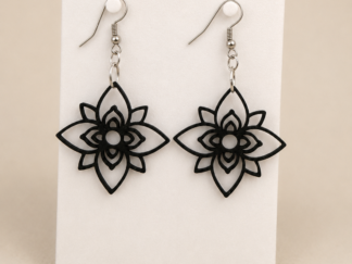 Pendientes Largos Mandala Floral Negro