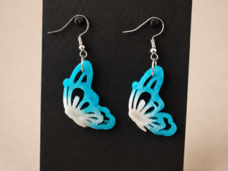 Pendientes Largos Mariposa Azul Turquesa Blanco