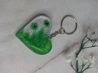 Llavero corazón floral verde