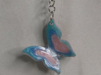 Llavero mariposa azul y rosa