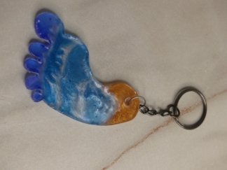 Llavero pie azul y dorado efecto mármol